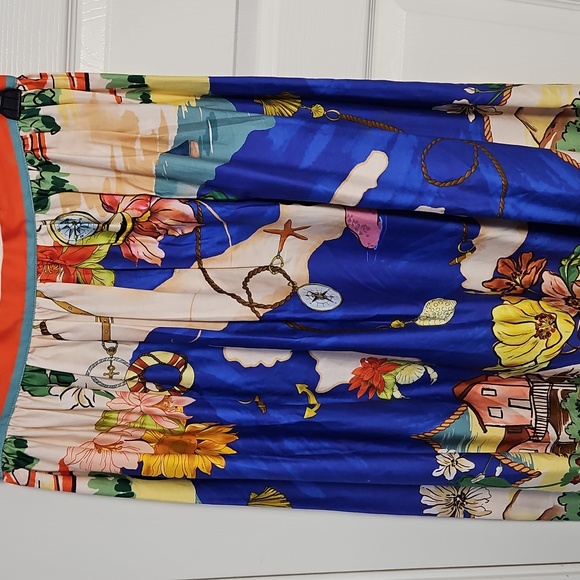 ANTONIO MELANI Evie Cotton A-line Maxi Skirt: Ocean Print: Size-14 - Picture 2 of 16